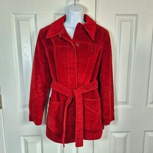 Vintage 1970s Sears Roebuck JR Bazaar red corduroy jacket coat womens 11